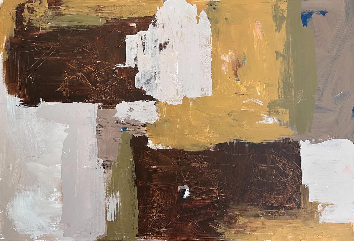 Abstract Acrylic Painting By Omar Obaid, 59 X 39", Reflection Ii, Original Artwork