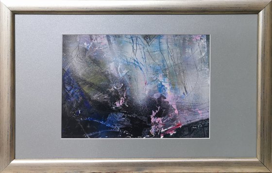 Framed fascinating abstract landscape silence in forest original O Kloska