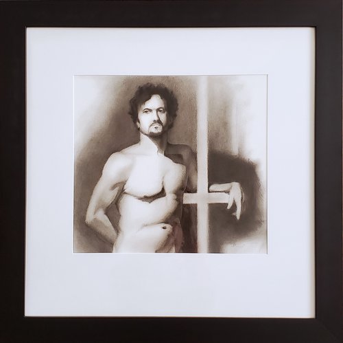 Original Academic Drawing Study in Charcoal from Life by Joyce Fournier
