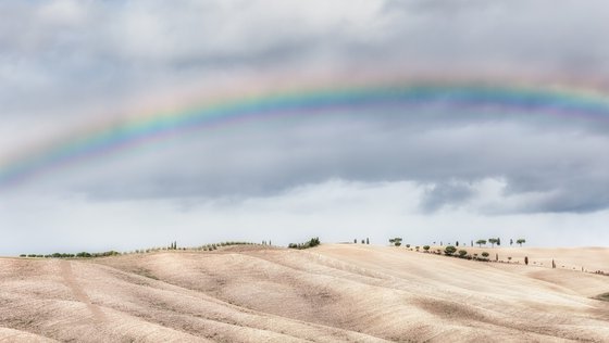 Rainbow over the tuscan hills