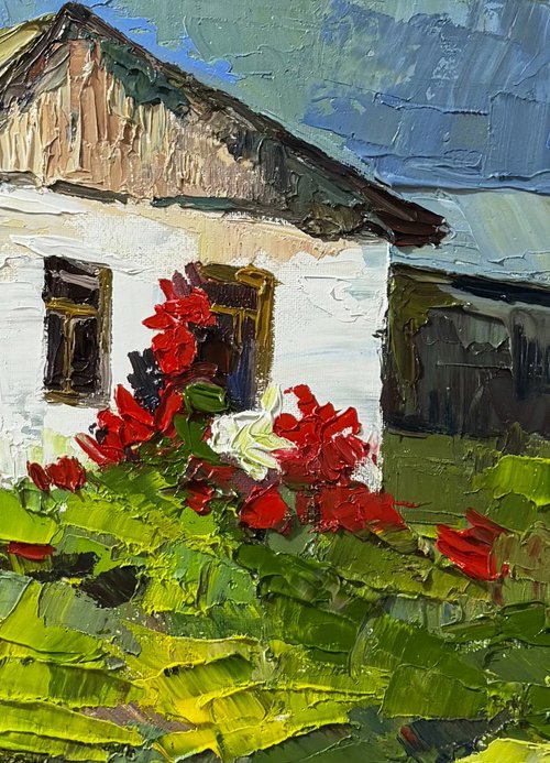 Red Flowers by the Window by Vahe Bagumyan