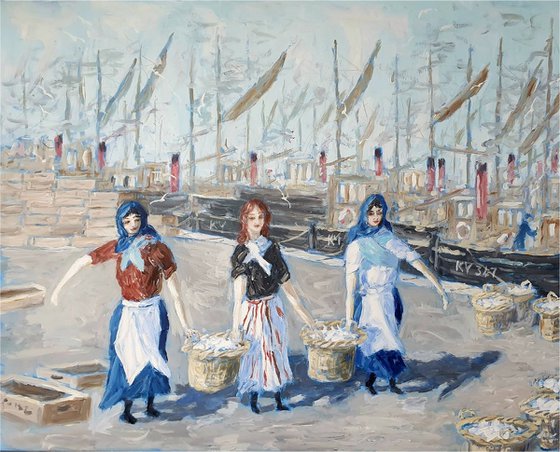 fisher lassies carrying baskets II
