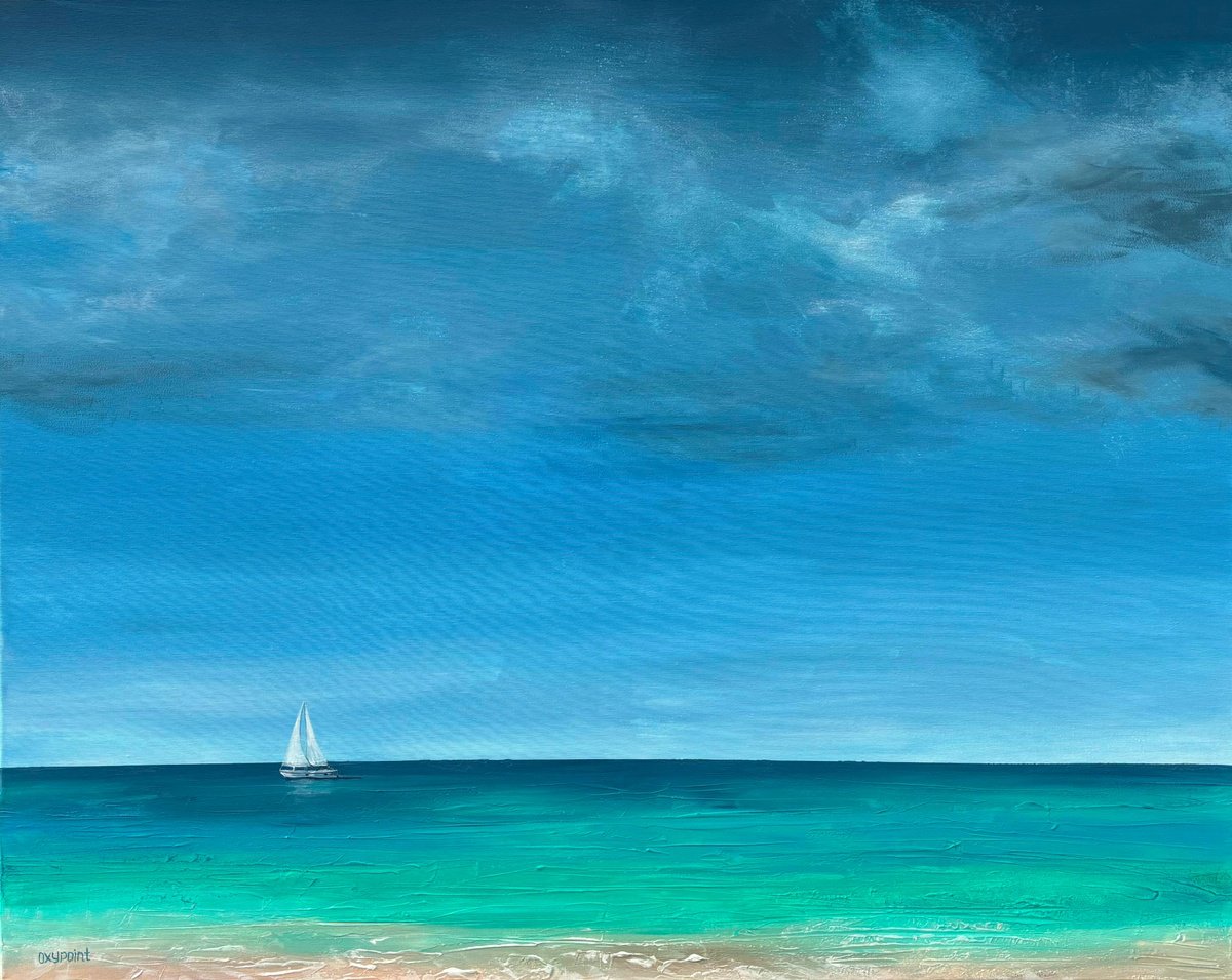 Impressionistic Landscape Painting By Oxypoint, 39 X 31", "It Will Rain Soon", Original Artwork