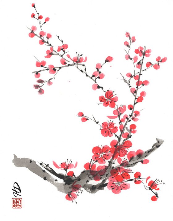 Crimson Spring Blossoms