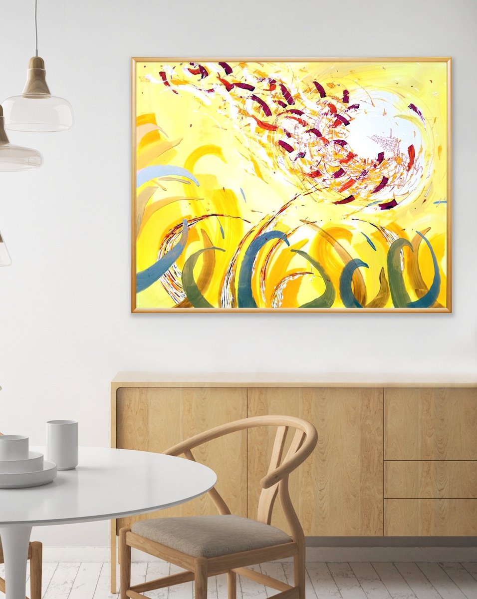 Expressive Landscape Acrylic Painting By Heather W. Ernst, 60 X 48, Wish | Free Ship To U.s., Original Artwork