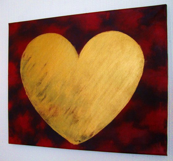 painting abstract wall art "Heart of Gold" gold painting contemporary modern art abstraction expression acrylic