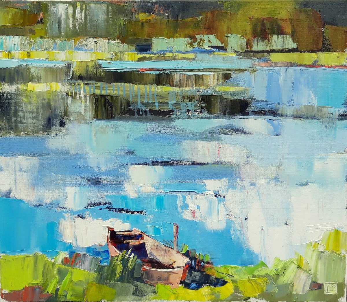 Spring Motif. Lake. By Lesya Ros, 28 X 24, Artwork For Sale On Artfinder