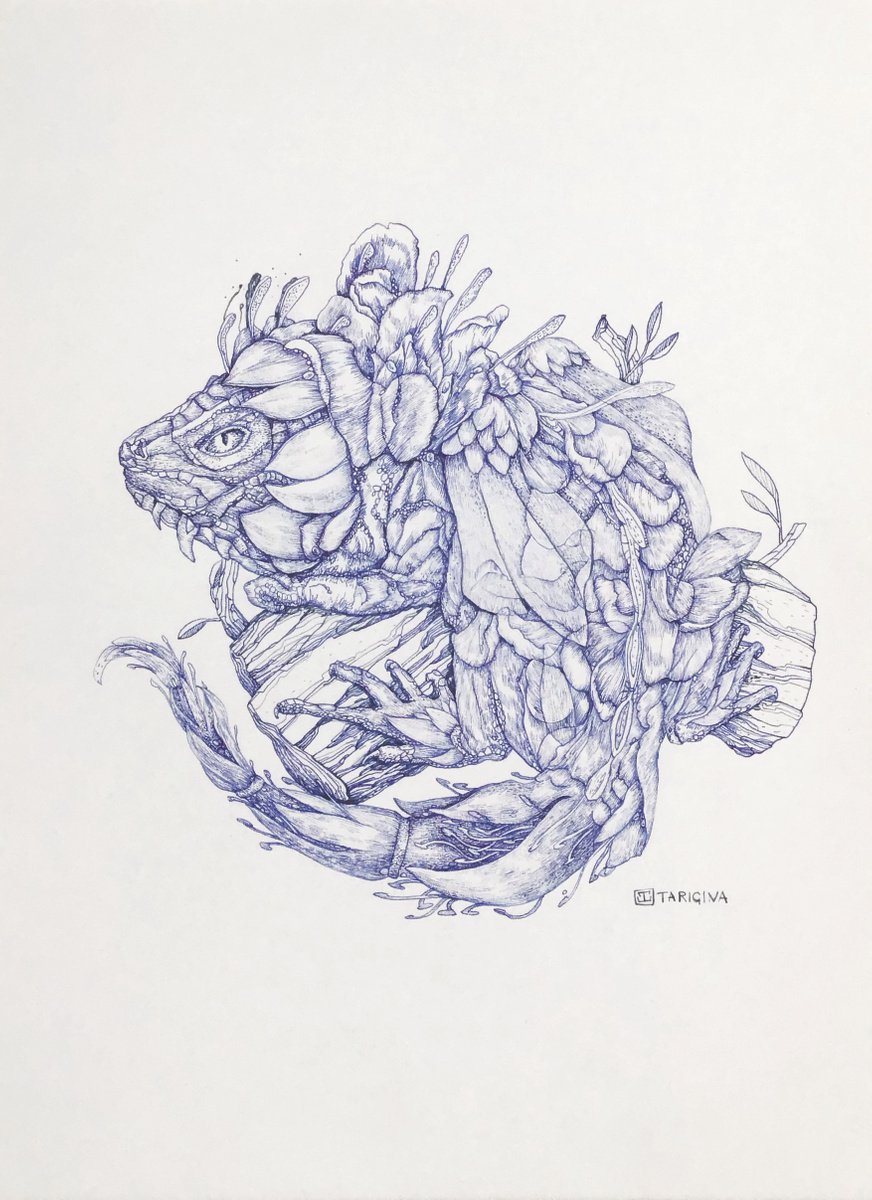 Flowers iguana by Elena Tarigina