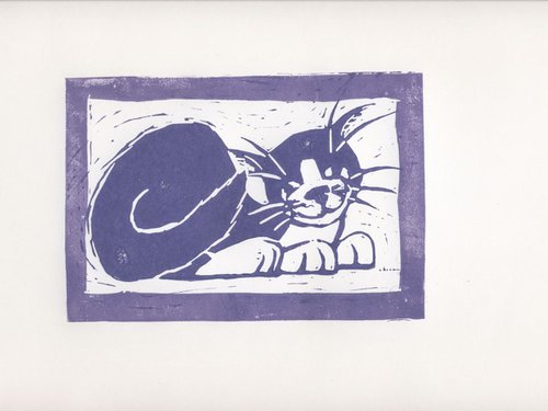 Happy Cat 01 - Purple by Louise Diggle