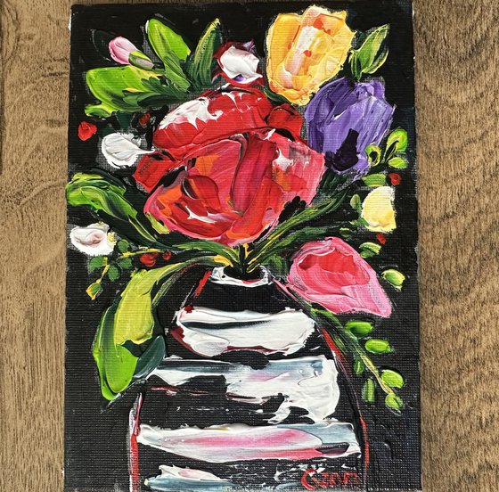 Flowers with black background