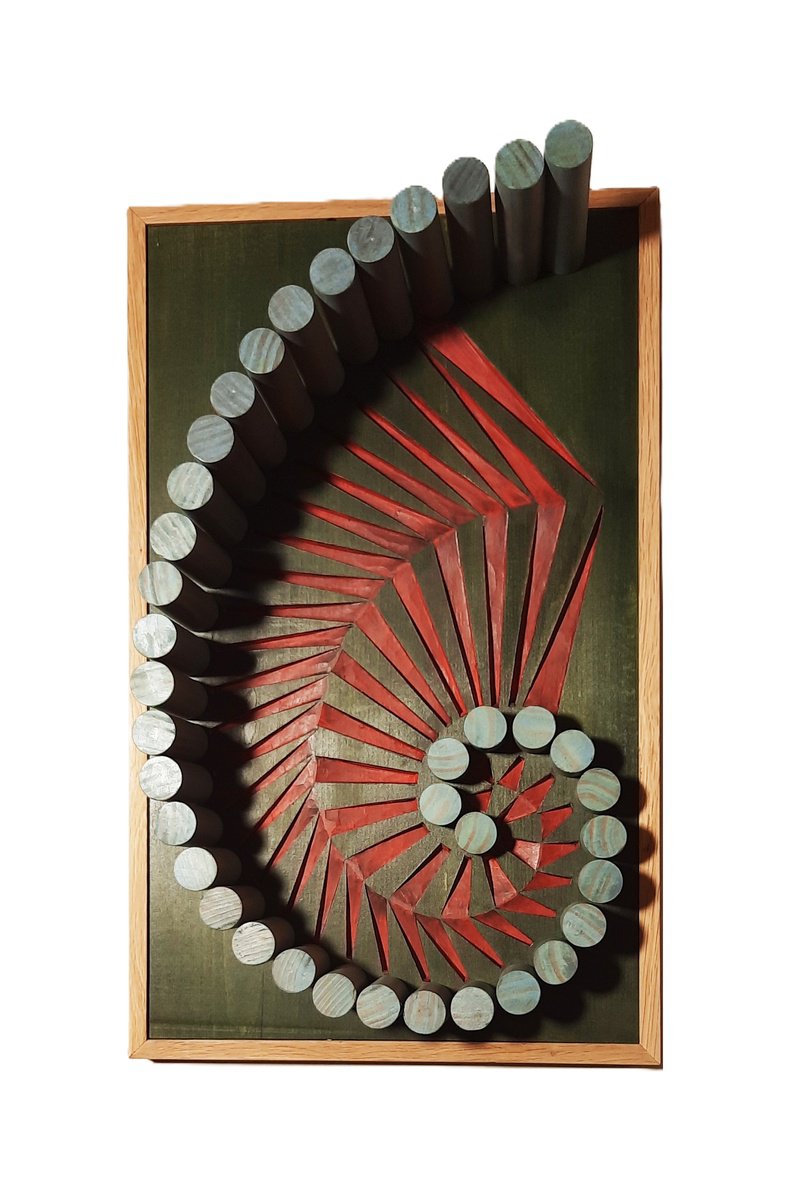 Geometric Abstract Relief By George Troyanov, 14 X 23, Golden Ratio, Original Artwork