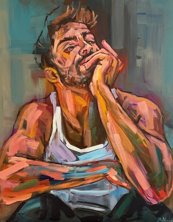 Male figure gay oil painting