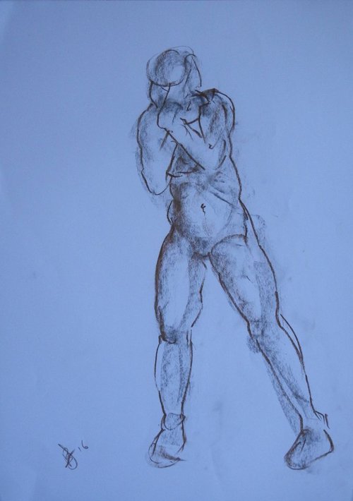 Gestural drawing boxing figure by Baden French
