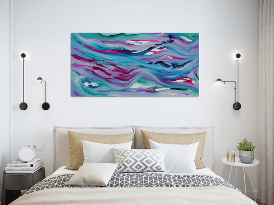 Vibrant blue, emotional skyscape, 120x60 cm