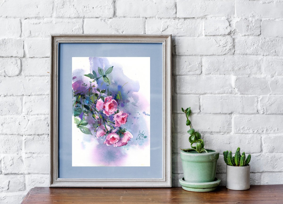 Impressionistic Botanical Painting By Ksenia Selianko, 8 X 12", "Garden Romance.", Original Artwork