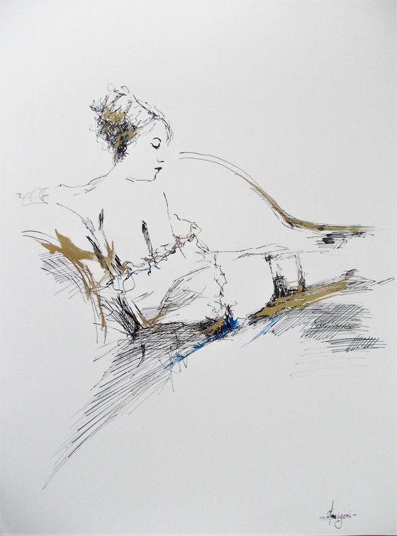 Woman Series- Original figurative ink drawing