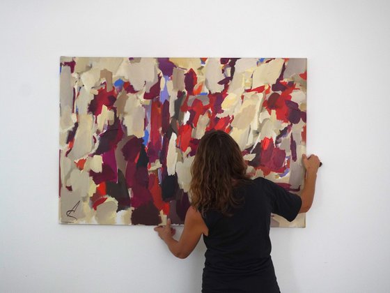 BRIGHT MOMENTS/Abstract red painting