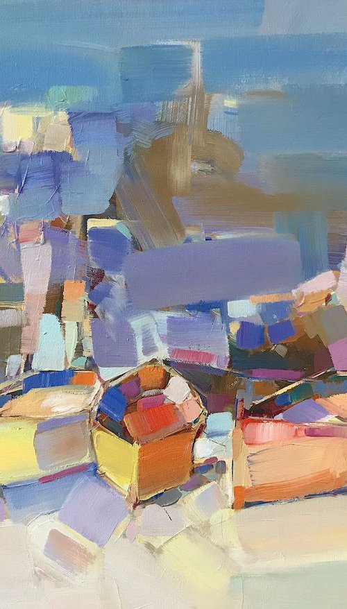 Boats, Original oil painting, Handmade artwork, One of a kind by Vahe Yeremyan