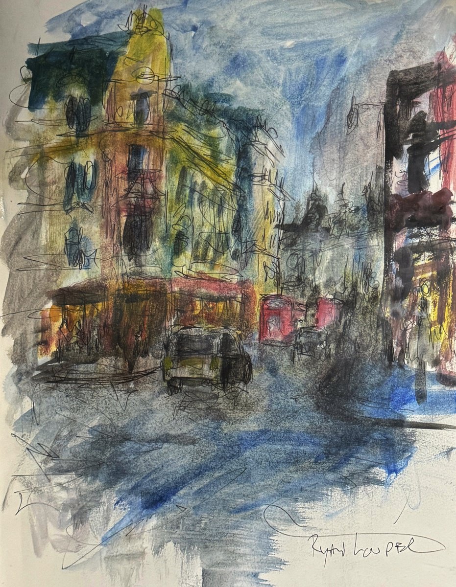 Illustrative Portrait Watercolour By Ryan Louder, 12 X 16", London Bustle, Original Artwork