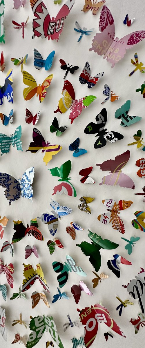 Butterfly Mandala - 120 Recycled Cans by Hernan Reinoso