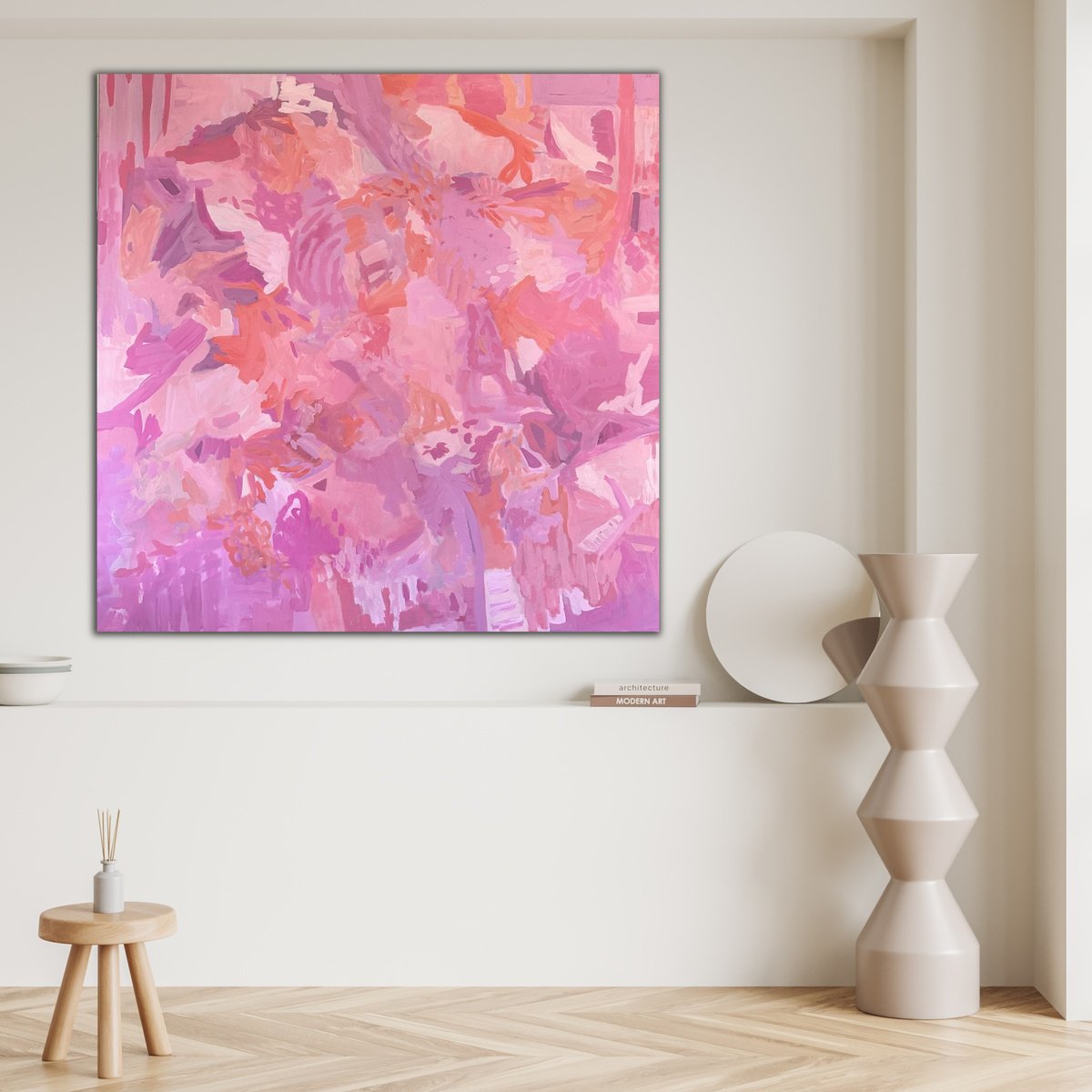 Abstract Acrylic Painting By Kylie Sams, 48 X 48", Happy Land, Original Artwork