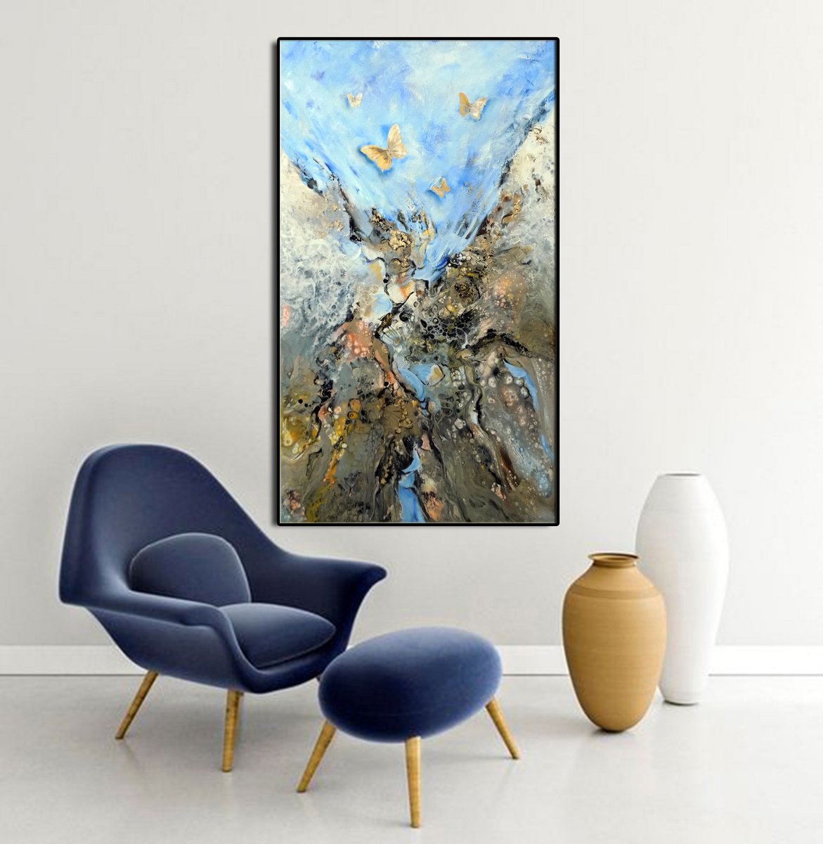 Abstract Painting By Areti Ampi, 24 X 39, Abstract 99, Original Artwork