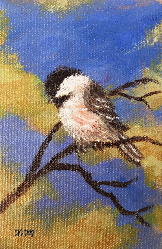 CHICKADEE # 49 - acrylic 6X4 inches (SOLD)