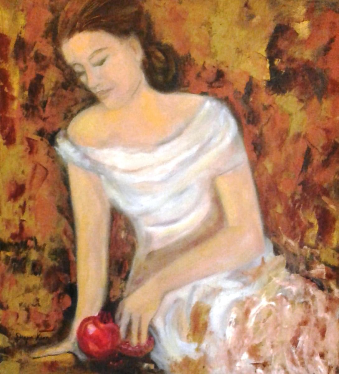 Seated Woman with a Pomegranate. by Deepa Kern