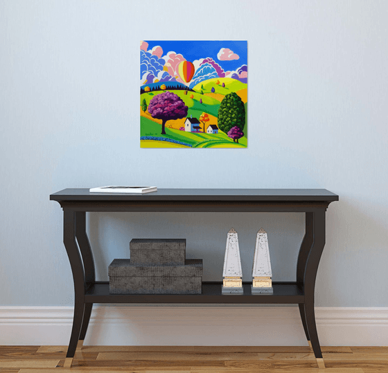 Summer day naive art painting