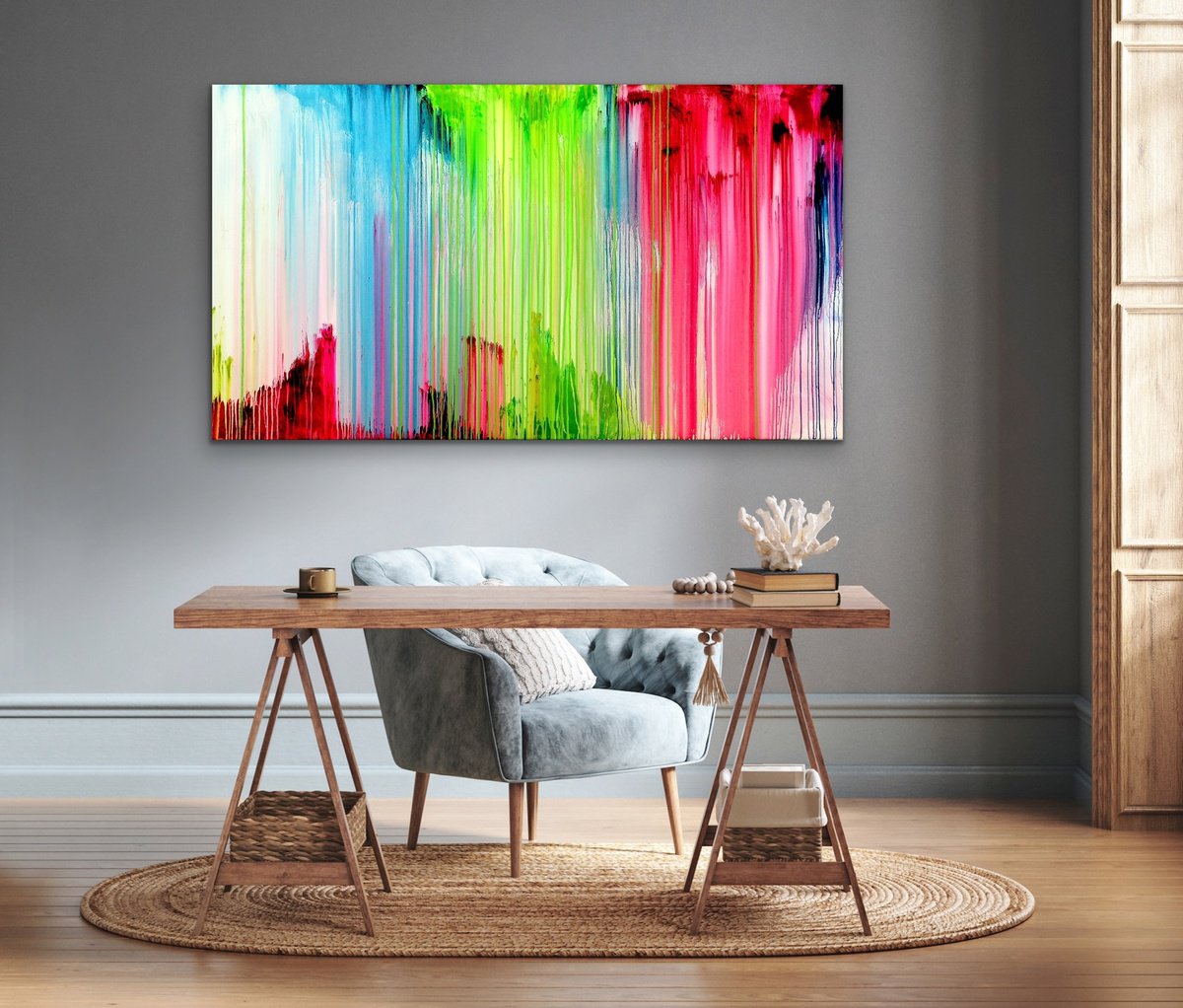 Abstract Landscape Acrylic Painting By Carla Sa Fernandes, 63 X 35, The Emotional Creation #114, Original Artwork