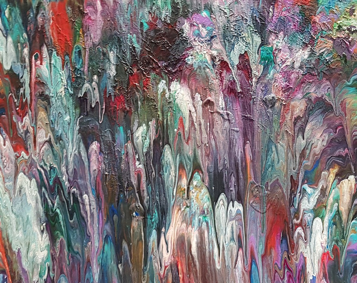 Organic Abstract Acrylic Painting By Alexandra Romano, 20 X 16, Ice Cream Mountains, Original Artwork