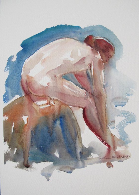 Seated male nude