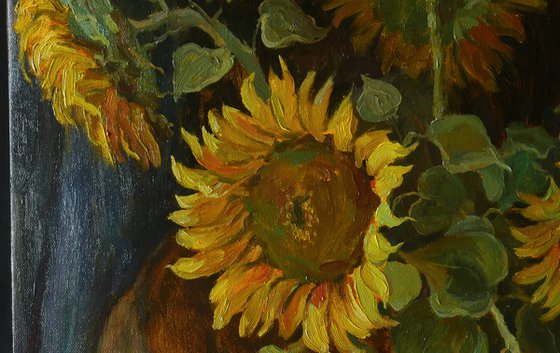 Sunflowers - sunflower still life painting