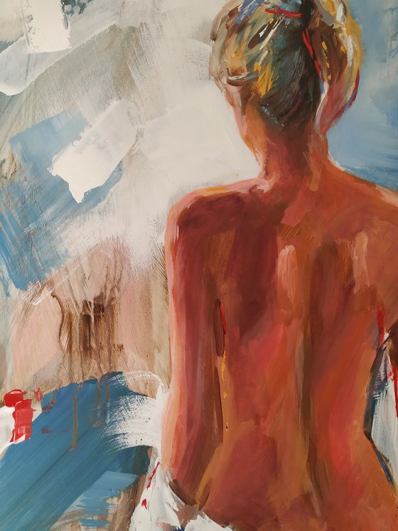 Half Light - woman Painting on MDF