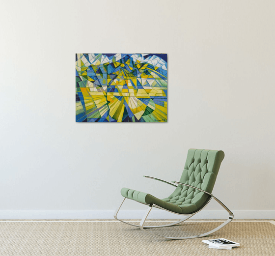 Cubism - Mountains - 3 (60x80cm, cubism, oil painting, ready to hang)