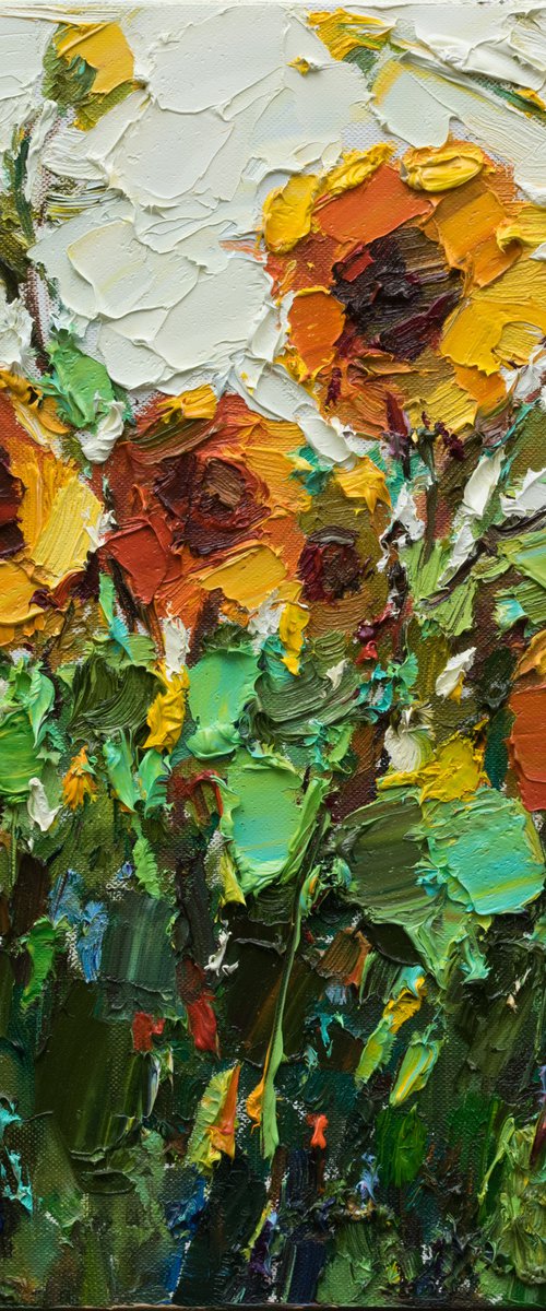 Sunflowers  Original Impasto Oil painting by Anastasiia Valiulina