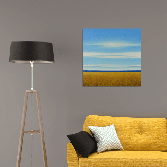 Golden Summer Field - Blue Sky Gold Field Landscape