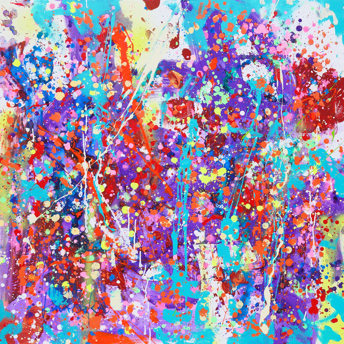 Abstract Acrylic Painting By Marta Zawadzka, 35 X 35", Lapis Lazuli Melody, Original Artwork