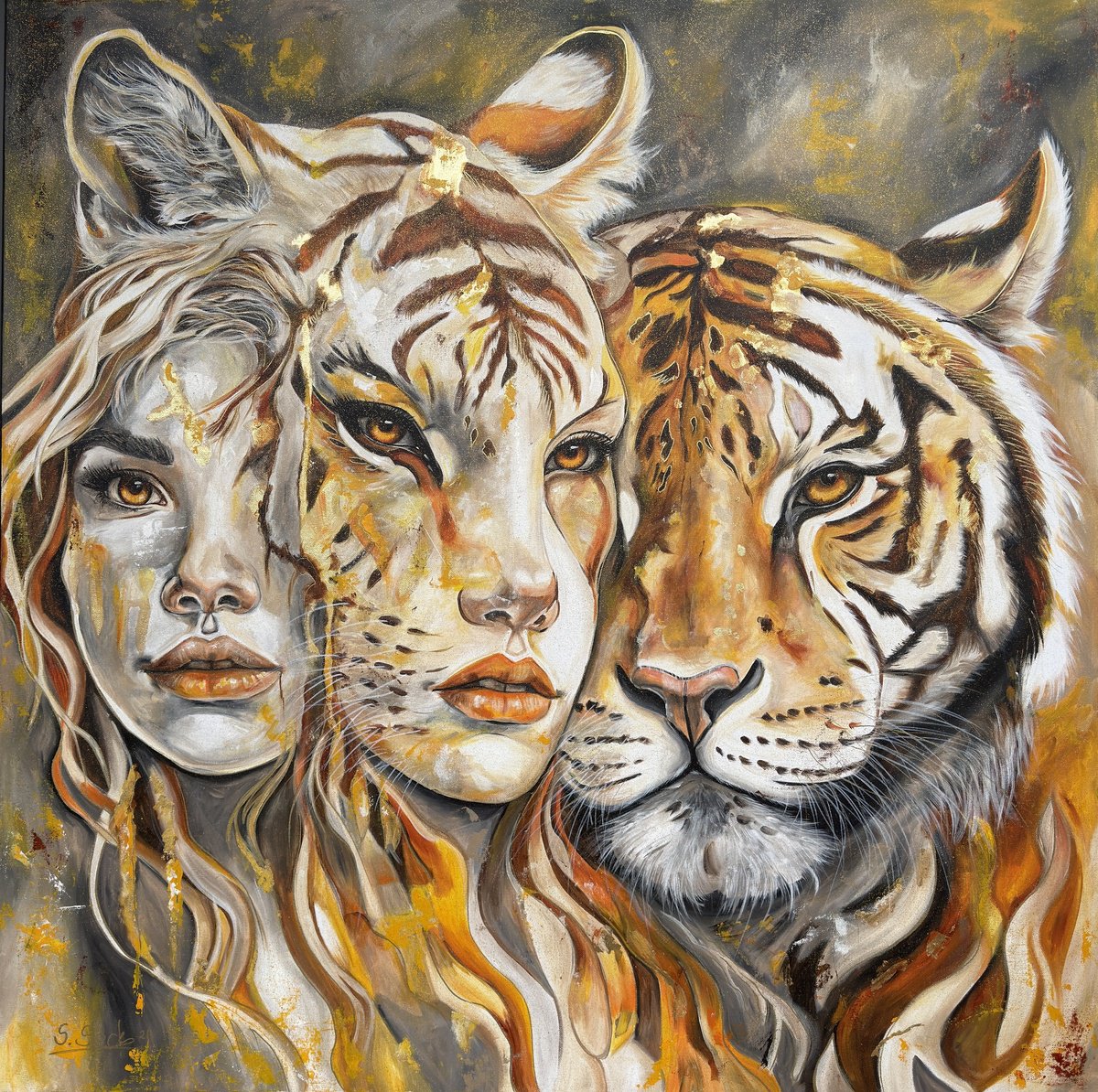 The Tiger Inside You By Sabrina Seck, 47 X 47, Artwork For Sale On Artfinder