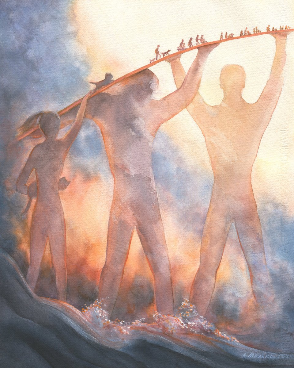 Portrait Watercolour By Olha Malko, 16 X 20", Those Who Give Hope, Original Artwork