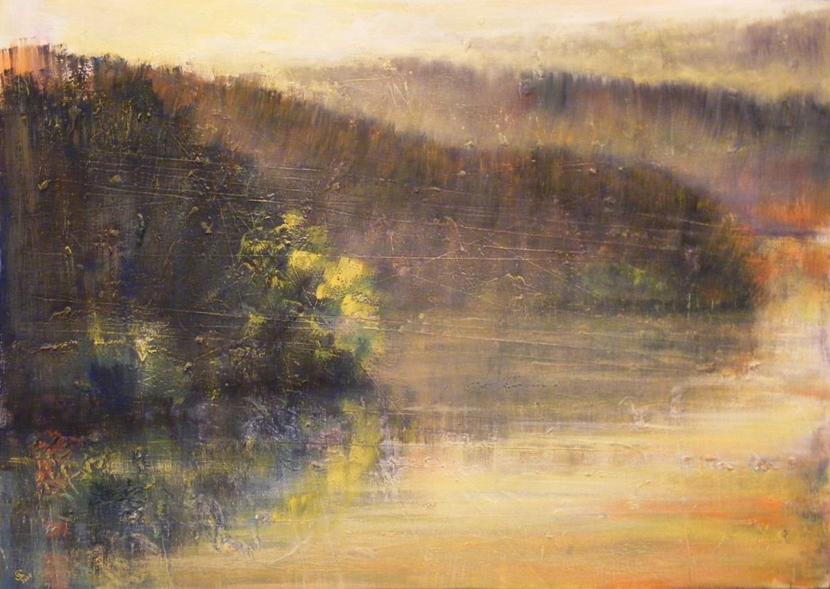 Impressionistic Landscape Oil Painting By Ivan Grozdanovski, 28 X 20, Promise Of A New Dawn, Original Artwork