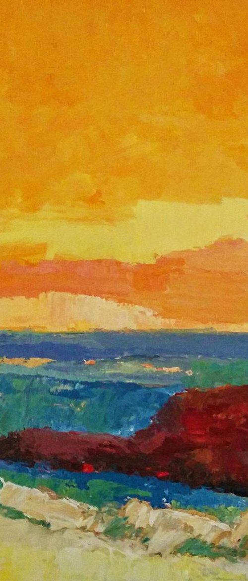 Tranquility seascape oil painting by Padmaja Madhu