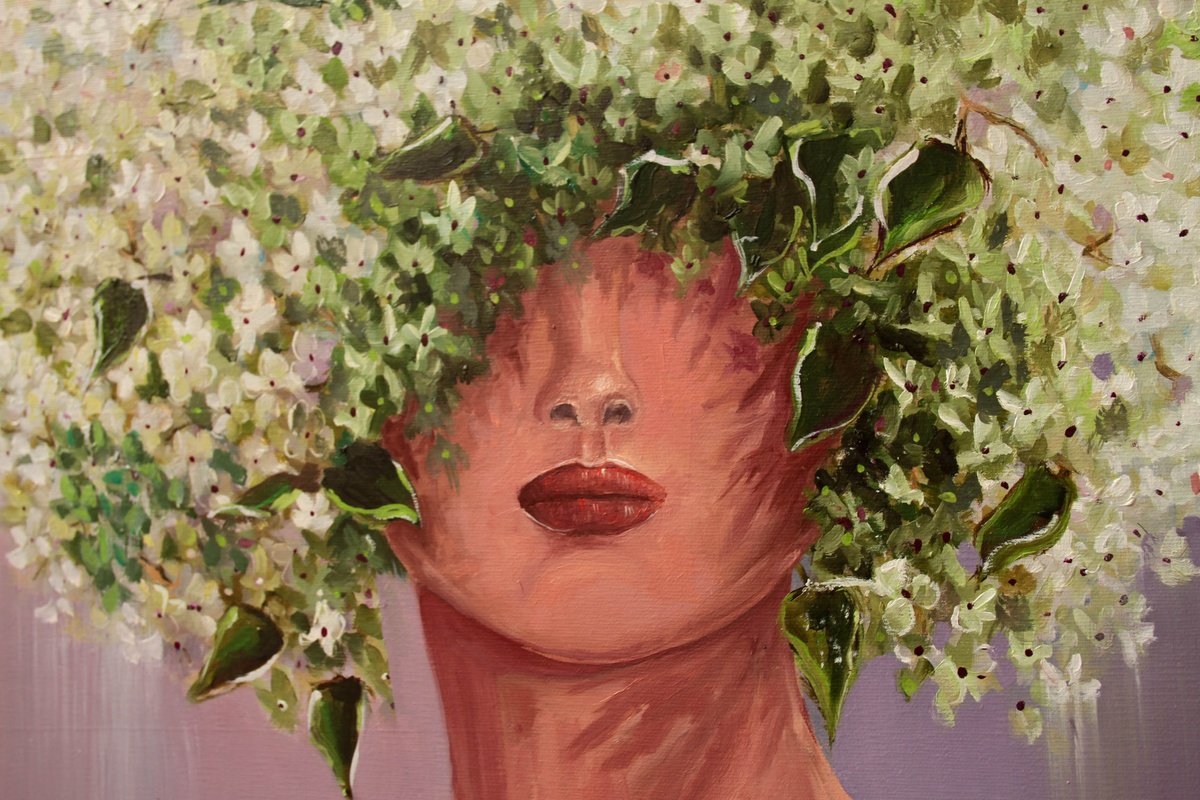 Impressionistic Portrait Oil Painting By Ihor Bychkivskyy, 24 X 26, Woman Spring, Original Artwork