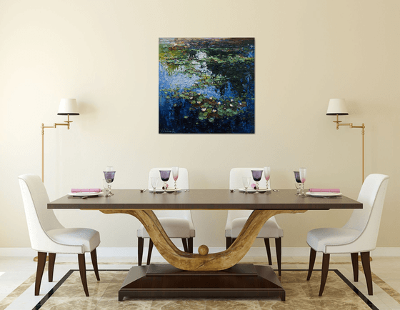 White Water Lilies - Impasto Original Oil painting