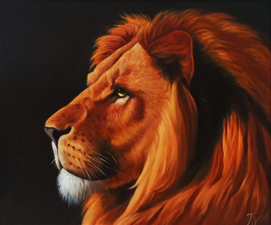 Lion portrait (40x50cm, oil painting, ready to hang)