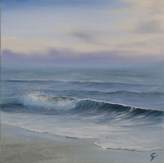 Fading Light, plein air seascape oil painting on canvas by Eva Volf