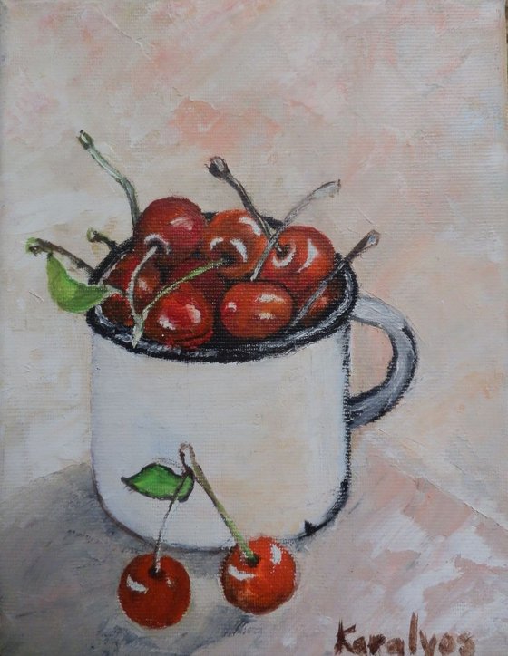 A cup of cherries