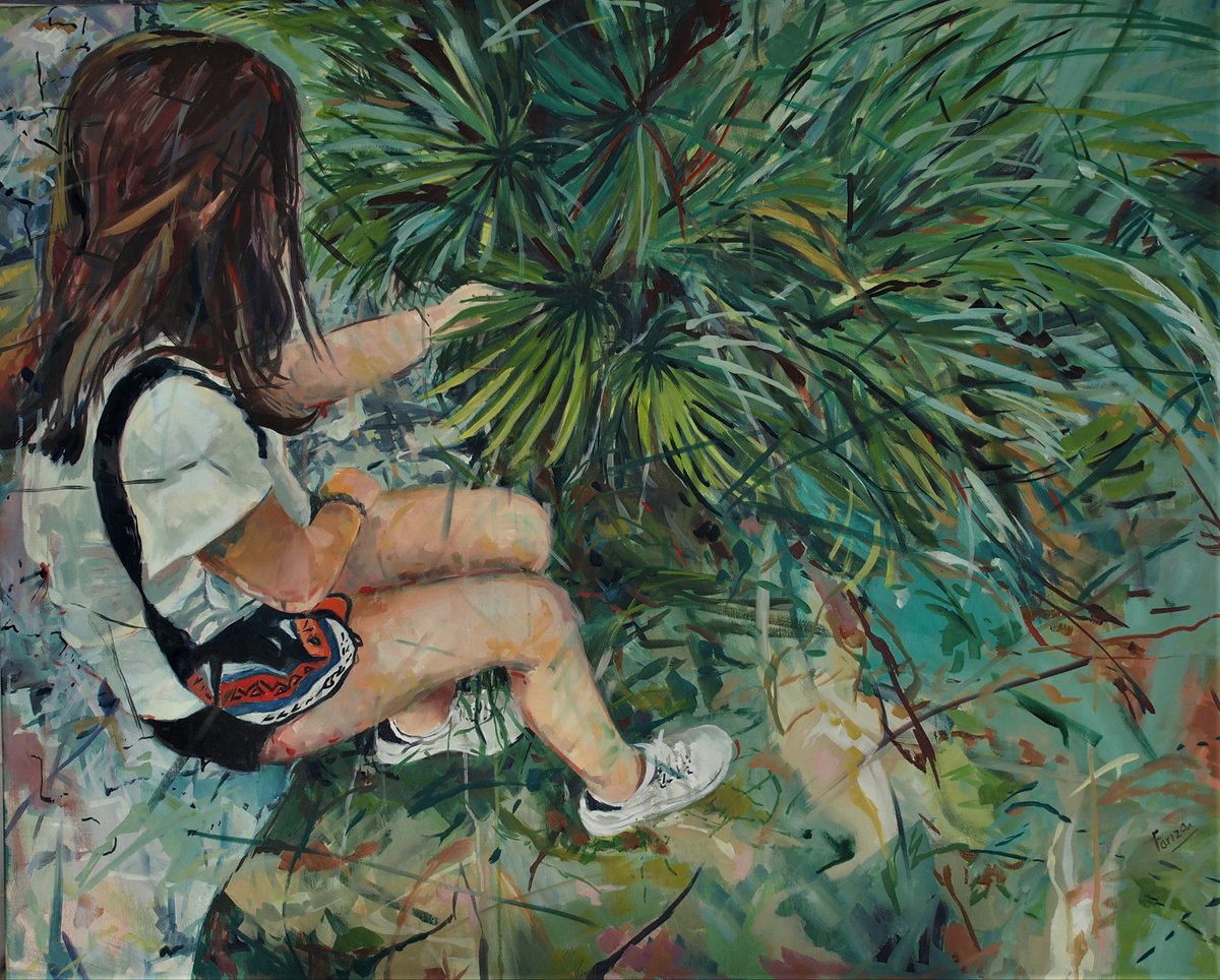 Impressionistic Portrait Oil Painting By Amaya Fernandez Fariza, 39 X 32, Seeking, Original Artwork