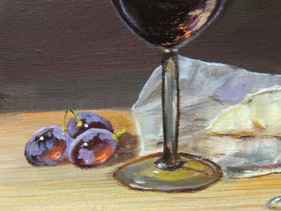 Still life with wine and grapes