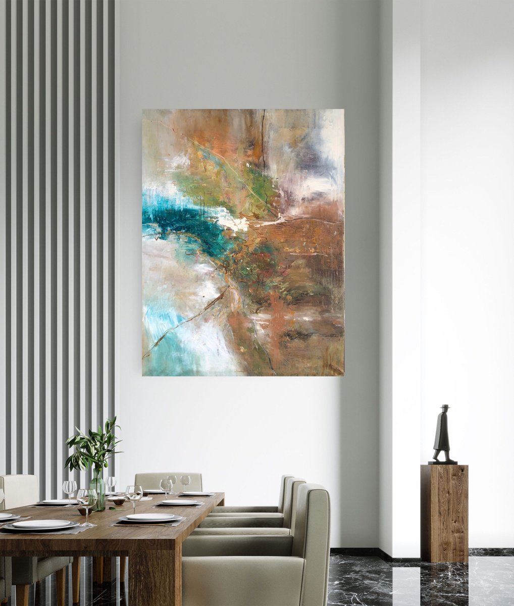 Abstract Painting By Snezana Djordjevic, 24 X 31", Dialogue And Reflection-2, Original Artwork